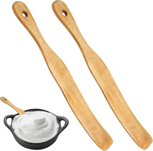 2Pcs Wooden Spatula for Cooking, Sourdough Spurtles Kitchen Tools Wooden Spurtle Spatula Dough Stir with Hanging Holes Sourdough Spatula, Kitchen ...