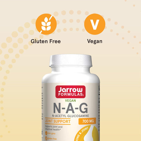 Jarrow Formulas N-A-G 700 mg, N-Acetyl Glucosamine, Acetylated Form of Glucosamine for Bone and Joint Support, 120 Veggie Capsules, Up to 120 Serv...