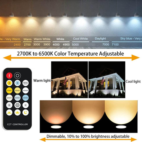 Spotlight Outdoor 6W 2700K to 6500K Adjustable via Remote Landscape Lighting Outdoor Indoor for House Flag Yard Tree Garden, Plug in Outdoor Light...