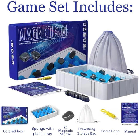 Magnetic Chess Game with Magnet Game Stones, Sponge and String Method Included with Storage Bag, Multiplayer Games, Strategy Games, Portable Trave...