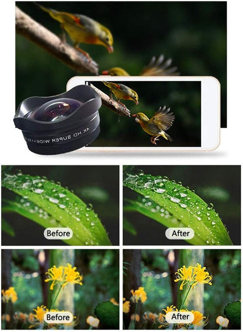 Andoer 4K Smartphone Camera Lens 0.45X Wide Angle 15X Macro Phone Lens with Universal Clip...
