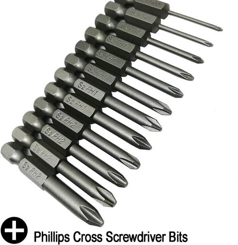 Phillips Cross Screwdriver Bits, 12Pcs 1/4 Hex Shank Magnetic Cross Phillips Screw Head Screwdriver Bits Electric Screwdriver Set Power Tools | 2 ...