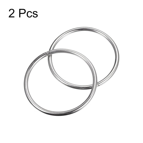 uxcell 304 Stainless Steel O Rings, 2pcs 80mm(3.15") Outer Dia. 5mm Thickness Multi-Purpose Metal Welded O-rings Round Rings for Hardware Luggage ...