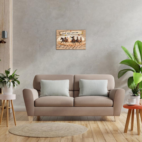 Strofupp Horse Wall Art God Says You Are Inspirational Picture Bible Quote Wall Decor Modern Farmhouse Painting Artwork 12x18 inches...
