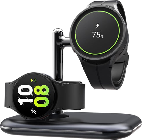 Dual Watch Charger Stand for Samsung Watch 7/6, Foldable 2 in 1 Watch Charging Station for Samsung Watch Series, Wireless Charger Dock Compatible ...