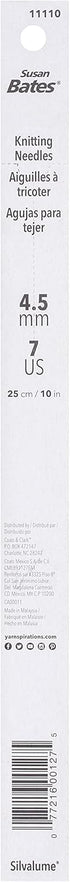 Susan Bates 10-Inch Silvalume Single Point Knitting Needle, 4.5mm, Rose...
