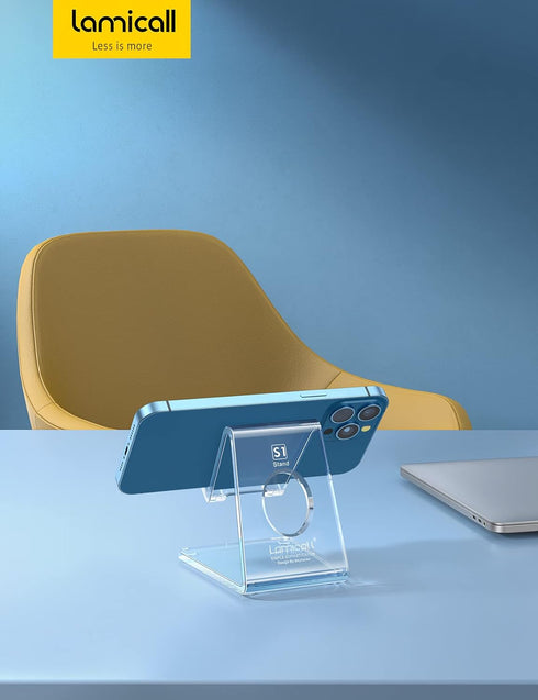 Lamicall Cell Phone Stand, Phone Dock - Clear Office Cell Phone Holder, Transparent Phone Stand for Desk, Desktop, Acrylic Office Desk Accessories...