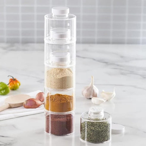 Atyhao Portable Spice Rack with Separate Covers, Transparent Spice Storage Box 6pcs Stackable Seasoning Pot for Kitchen...