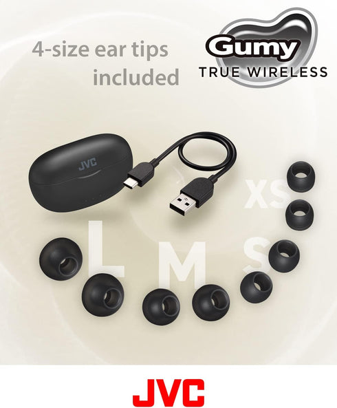 JVC New Gumy True Wireless Earbuds Headphones, Long Battery Life (up to 24 Hours), Sound with Neodymium Magnet Driver, Water Resistance (IPX4) - H...