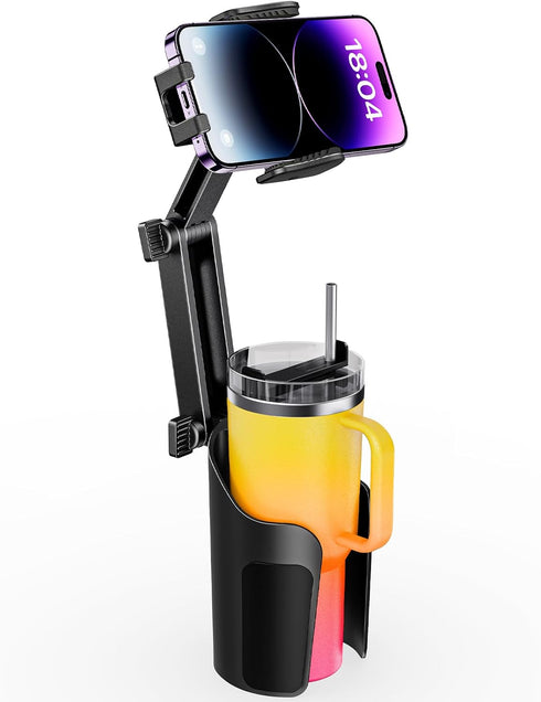2-in-1 Cup Holder Phone Holder for Your Car Bottle Friendly Cup Cell Phone Holder Mount for Car Height Adjustable Sturdy Fit 4-7 inches Phones...