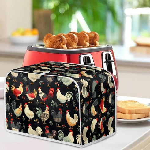 2 Slice Toaster Cover Farm Chicken Rooster Toaster Machine Case, Dust and Fingerprint Protection with Hang Loop Easy to Store (14x14")2PCS...