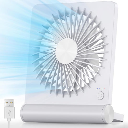 Koonie USB Fan, Strong Wind Ultra Quiet Small Desk Fan 220° Tilt Folding 3 Speeds Adjustable USB-C Powered Personal Fan for Home Office Desktop, W...