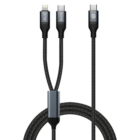 Nillkin Lightning & USB-c 2-in-1 Charging Cable,4.9 ft USB C to Lightning & USB C to USB C Long Fast Charger Cord for 15 14 13 12 11 Pro/max,iPad ...