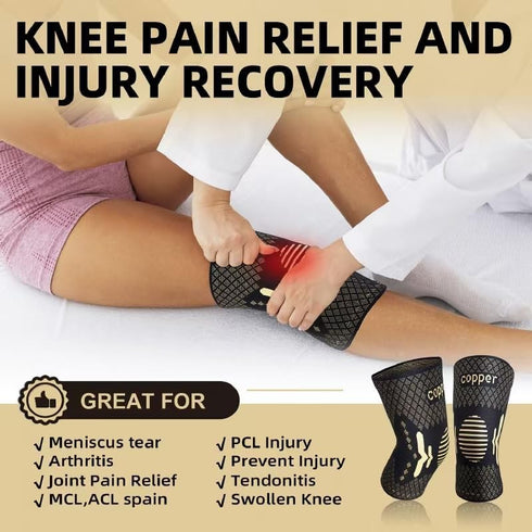 Copper Knee Braces for Knee Pain Women & Men - 2 Pack Knee Brace Compression Sleeve, Best knee Support for Arthritis Pain,Meniscus Tear, Running,W...