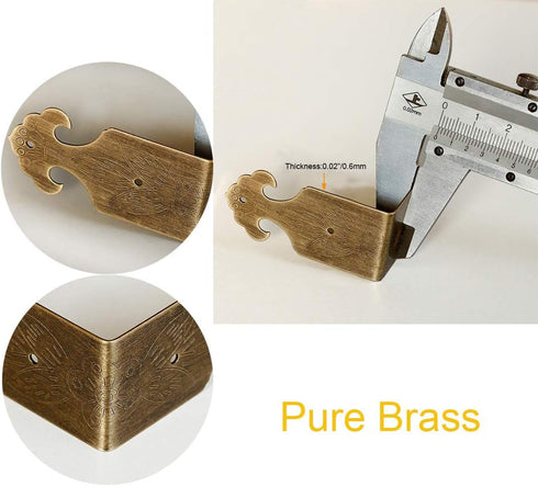 8Pcs Right Angle Brass Box Corner Protector Corner Braces Hardware Desk Edge Guards Wood Jewelry Box Photo Frame Accessories...