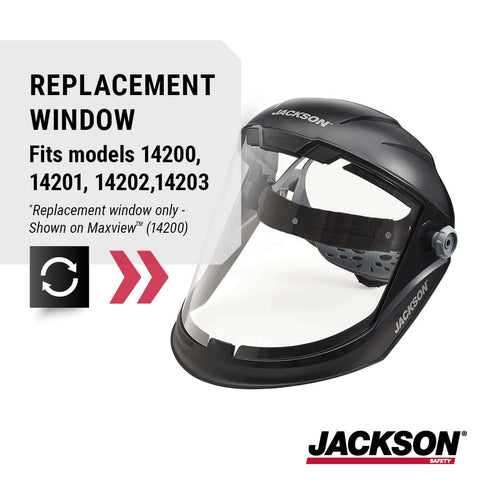 Jackson Safety Replacement Window for MAXVIEW Premium Face Shield Mask - ANSI Z87.1 - Anti-Fog - Clear Tint...