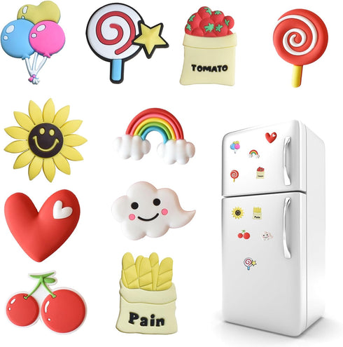 10 Pieces Love Food Fridge Magnets Refrigerator Magnets Rainbows and Love Whiteboard Magnetic Stickers for Home Decoration (Love Food Fridge Magne...