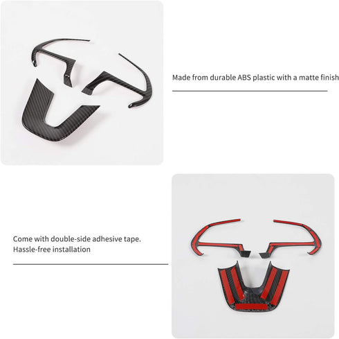 JeCar Steering Wheel Cover Interior Decoration Trim Kits Compatible with Dodge Challenger/Charger 2015-2023/Durango 2014-2020 & Grand Cherokee 201...