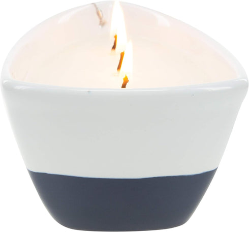 Pavilion Gift Company Life is Better 10 Oz Triple Wick Candle in Ceramic Boat Dish, Blue, 67770, 67770, 67770, 67770...