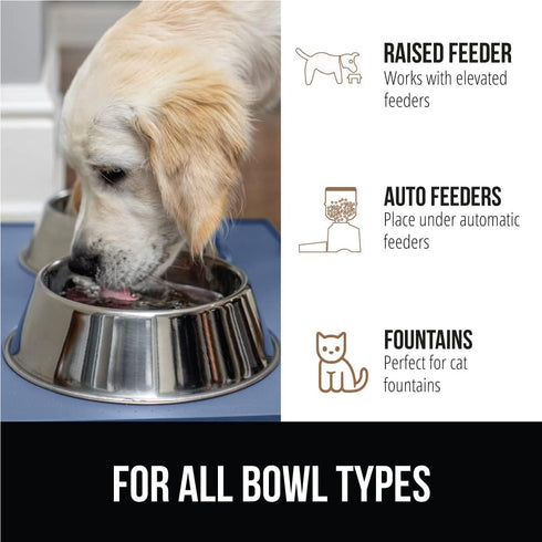 Gorilla Grip 100% Waterproof Raised Edge BPA Free Silicone Pet Feeding Mat, Dog Cat Food Mats Contain Spills Protects Floors, Placemats for Cats a...