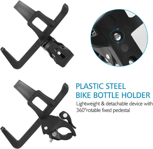 Accmor 2pcs Bike Water Bottle Holders No Screws, Universal Bike Cup Holder, 360 Degree Rotatable Bike Water Bottle Cage, Water Bottle Holders for ...