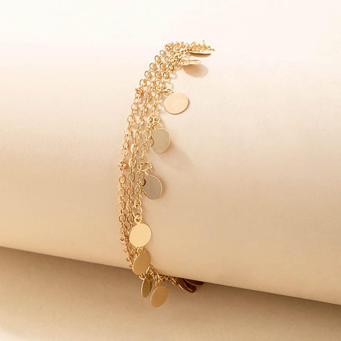 Boho Layered Disc Ankle Gold Sequins Ankle Bracelet Multilayer Tassel Ankle Chain Summer Beach Barefoot Sandals Chain Foot Jewelry for Women...