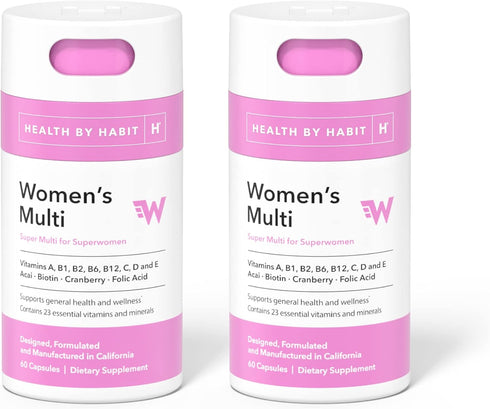 Health by Habit Womens Multi Supplement 2 Pack (120 Capsules) - 23 Essential Vitamins and Minerals, Supports General Health & Wellness, Non-GMO, S...