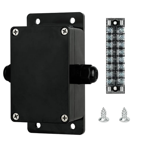 Electrical Housing Box,Waterproof IP68 1 in/1out Electrical Junction Box, with 15A 600V Barrier Terminal Cable Connector Black (3.93 * 2.68 * 1.97...