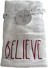 Rae Dunn by Magenta Hand Towel White Towel with Red Lettering Believe...