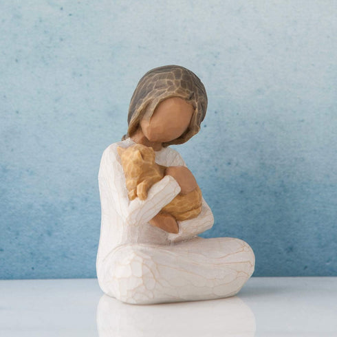 Willow Tree Kindness (Girl Darker Skin Tone & Hair Color), Above All, Kindness, Expresses Relationship with A Much-Loved Pet, A Gift to Celebrate ...