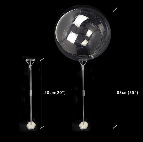 Clear Transparent Balloon Sticks and Stands 10pc set, holders, reusable balloon sticks for table top use with LED Bobo Balloon, for wedding decor,...