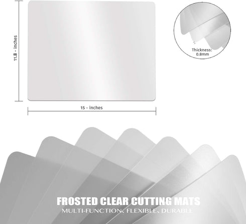 Fotouzy Plastic Cutting Board Set of 7, Frosted Clear Flexible Cutting Mats, BPA-Free, Non-Porous, Dishwasher Safe, Transparent...