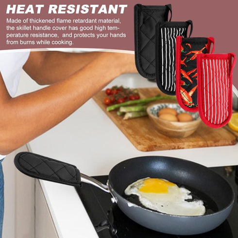 4Pcs Pan Handle Sleeve Silicone Hot Handler Holder,Cast Iron Skillet Handle Covers Heat Resistan t Pot Handle Sleeve for Cast Iron Pans,Metal Pots...