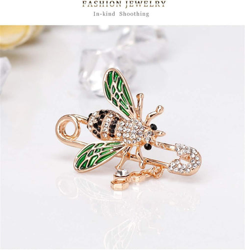 Bee Brooch pins Women Enamel Crystal Insect Pin Lapel Pin Large Safety Pin...