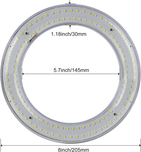 T9 LED Circline Light Bulb, 8 Inch 1700LM LED Circular Light, 12W Clear Cover 6500K Daylight Replacement for FC8T9/CW 22-Watt Fluorescent Circular...