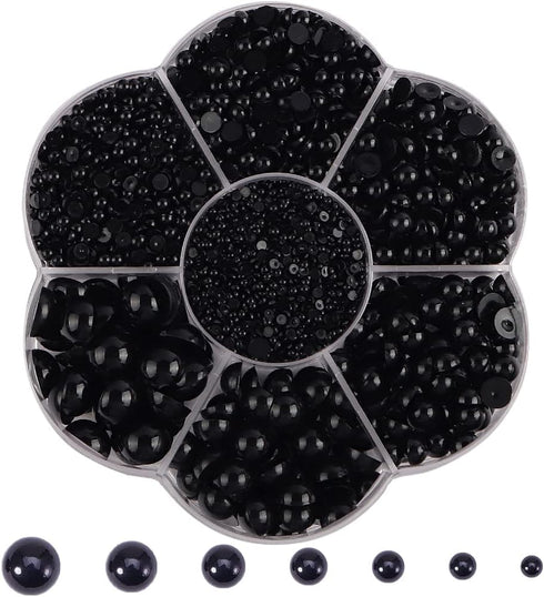 5700pcs Half Pearls for Crafts, DIY Accessory & Nail Art - Flatback Pearls (Black, 2/3/4/5/6/8/10mm)...