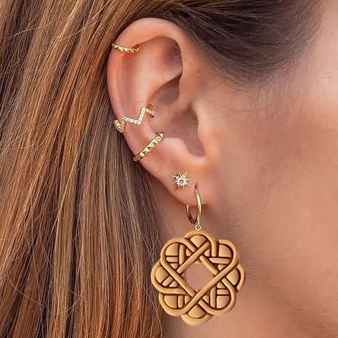 6 Pcs Chinese Style Polymer Clay Cutters,Retro Boho Flower Texture Polymer Clay Earrings Polymer Clay Molds Vintage Geometry Line Clay Earring Cut...