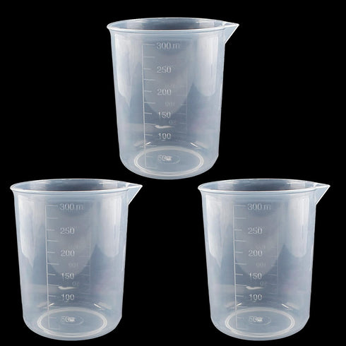250ml-300ml Plastic Graduated Beaker (3 Pack), Transparent PP Measuring Cup Mixing Cup for Kitchen Lab...