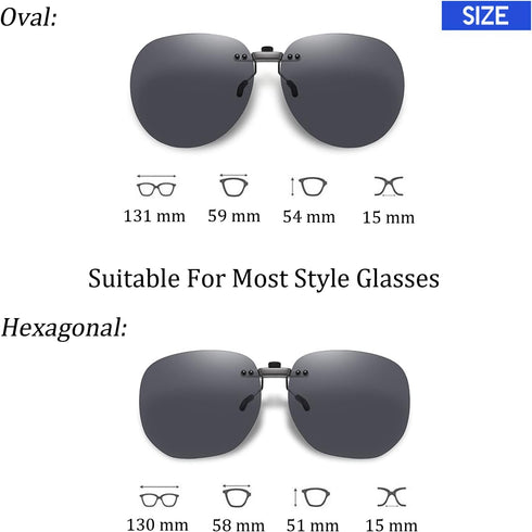 Clip On Sunglasses Polarized Over Prescription Glasses Unisex Rimless Non-Flip Up...