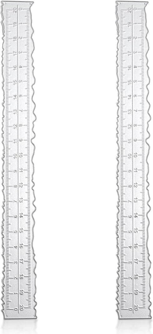 2pcs Irregular Edge Ruler, Metal Craft Ruler 8.4 x 1 Inch The Same Pattern Paper Tearing Ruler with Jagged Edge Measuring Rulers Deckle Edge Ruler...