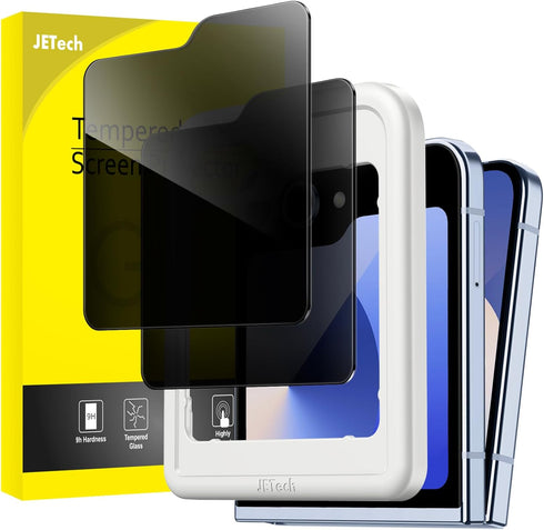 JETech Front Privacy Screen Protector for Samsung Galaxy Z Flip 6, Anti-Spy Tempered Glass Film with Easy Installation Tool, Case-Friendly, 2-Pack...