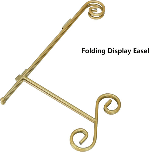 Gold Plate Stand, 6 Inch Decorative Plate Holder for Displaying Platters, Heavy-Duty Metal Easel Stand for Picture, Photo Frame, Plates, Books and...