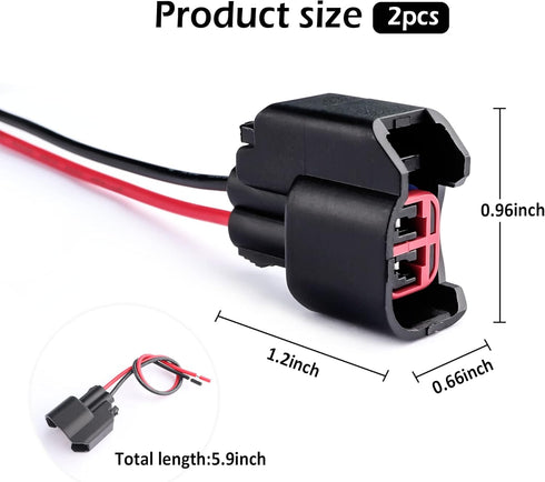 2PCS EV6 Fuel Injector Connector - Professional Car Accessories Fuel Injector Wiring Harness for Coupling Circuit to Injectors - Compatible with F...