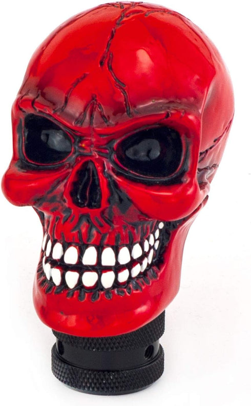 Skull MT Car Stick Shifter Handle, Gear Shift Knob Small Teeth Devil Skeleton Style Fit Most Manual Automatic Transmissions, Red...