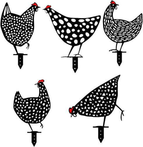 5 Pieces Chicken Yard Garden -Hollow Out Rooster Animals Shape Yard Decoration Art Decoration for Yard Lawn, Garden, Pathway,Outdoor...