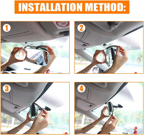 Car Rear View Mirror, 11.81 Inch HD Glass Frameless Automotive Panoramic Convex Interior Clip-on Wide Angle Mirror for Reduce Blind Spot, Universa...
