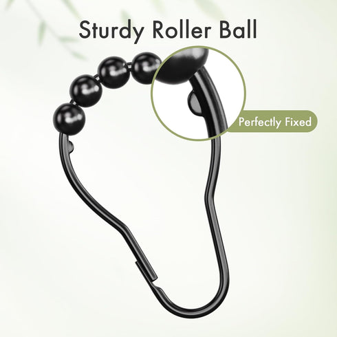 Amazer Matte Black Shower Curtain Rings - Set of 12 - Rust-Resistant Metal Shower Hooks for Bathroom Shower Rod...