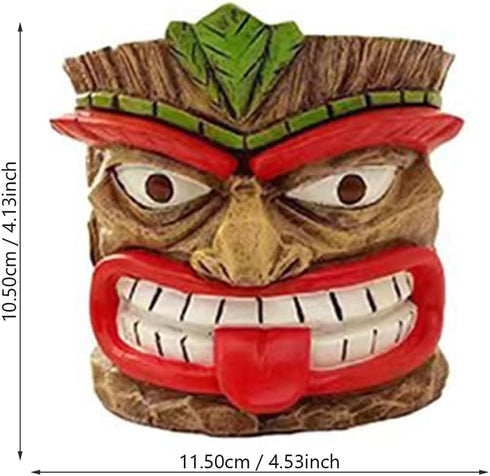 Funny Tiki Head Indoor Small Planter Pot, Cute Succulent Plant Pot, Unique Easter Island Home Decor Flower Pot,Novelty Face Resin Flowerpot with H...