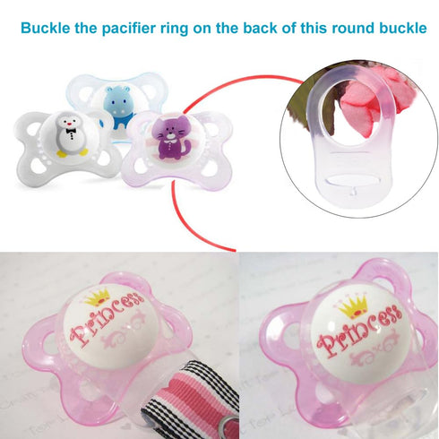 10 Clean Food Grade Transparent Silicone Adapter Rings Holder for Button Style Maam Dummy Baby Pacifier Soother Teething Ribbon Clip...