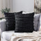 MIULEE Set of 2 Decorative Boho Throw Pillow Covers Linen Striped Jacquard Pattern Cushion Covers for Sofa Couch Living Room Bedroom 18x18 Inch Bl...
